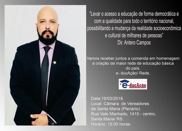 Convite - Comenda - Câmara de Vereadores de Santa Maria - RS